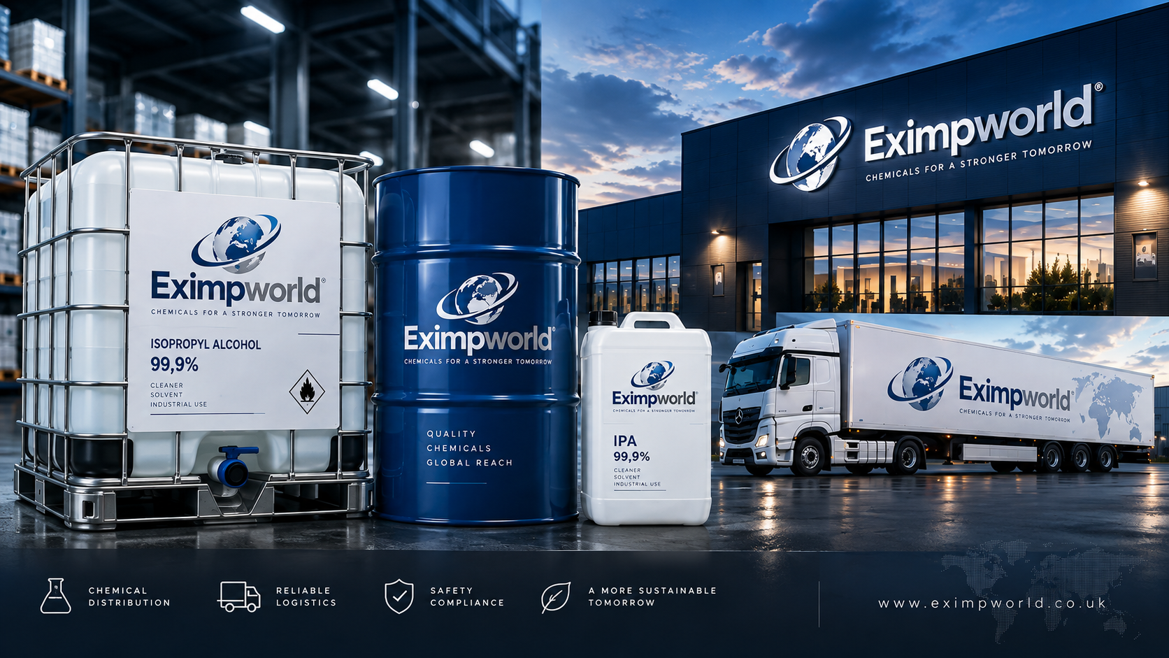 Az EximpWorld Hungary vegyipari logisztikai központja és szállítójárművei